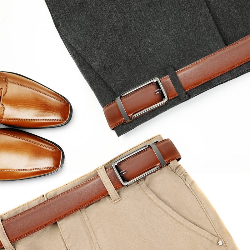Lavemi Men's Real Leather Ratchet Dress Casual Belt, Cut to Exact Fit,Elegant Gift Box(36-32315 Brown 44") - Image 3
